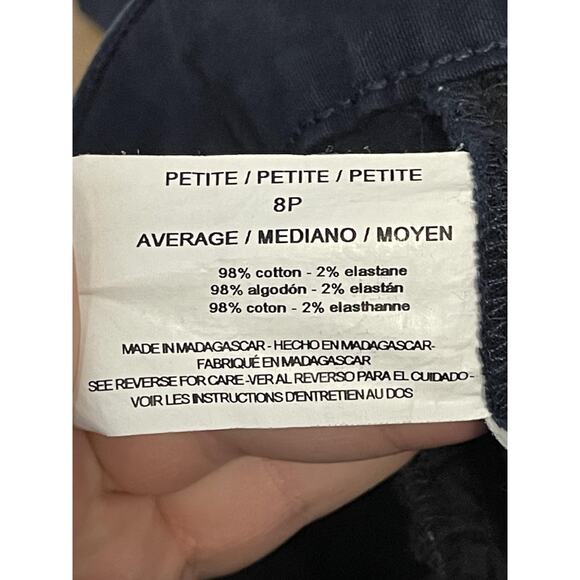 Gloria Vanderbilt Pants Womens 8P Petite Navy Violet Capri Stretch Button Hem - Picture 12 of 14